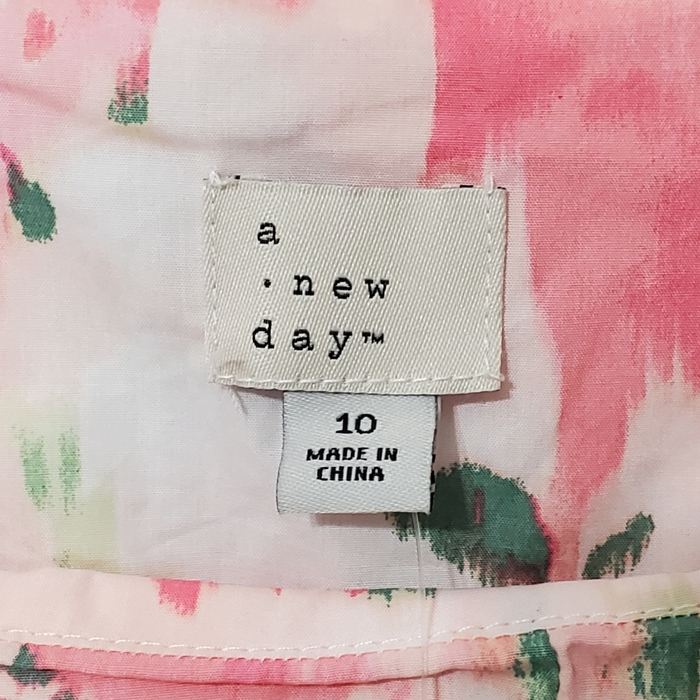 NWT A New Day Pink Floral Cotton Womens Dress Fit and Flare Size 10 - Picture 4 of 8